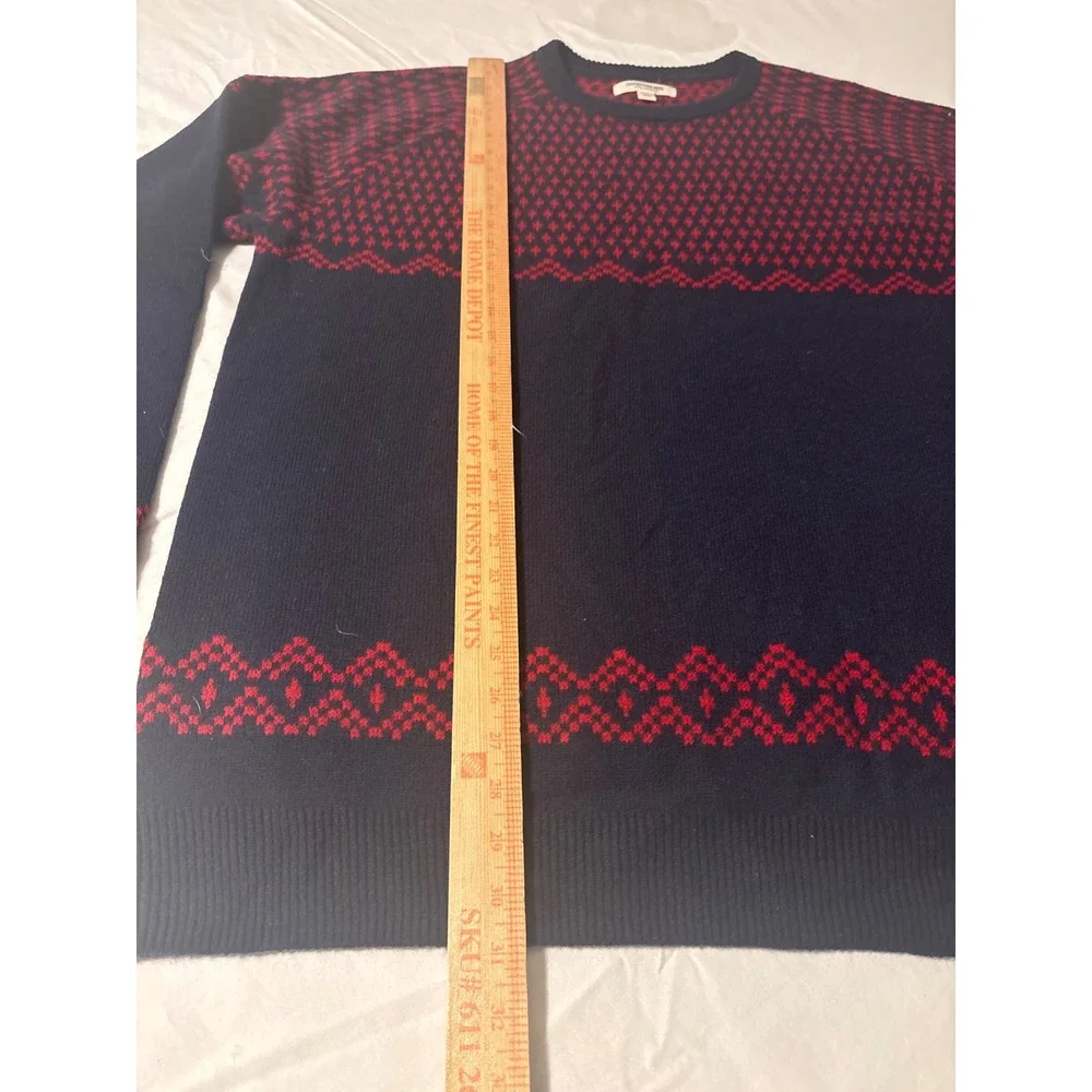 Goodthreads Sweater Mens XL Tall Navy Red 100% Lambswool Fair Isle